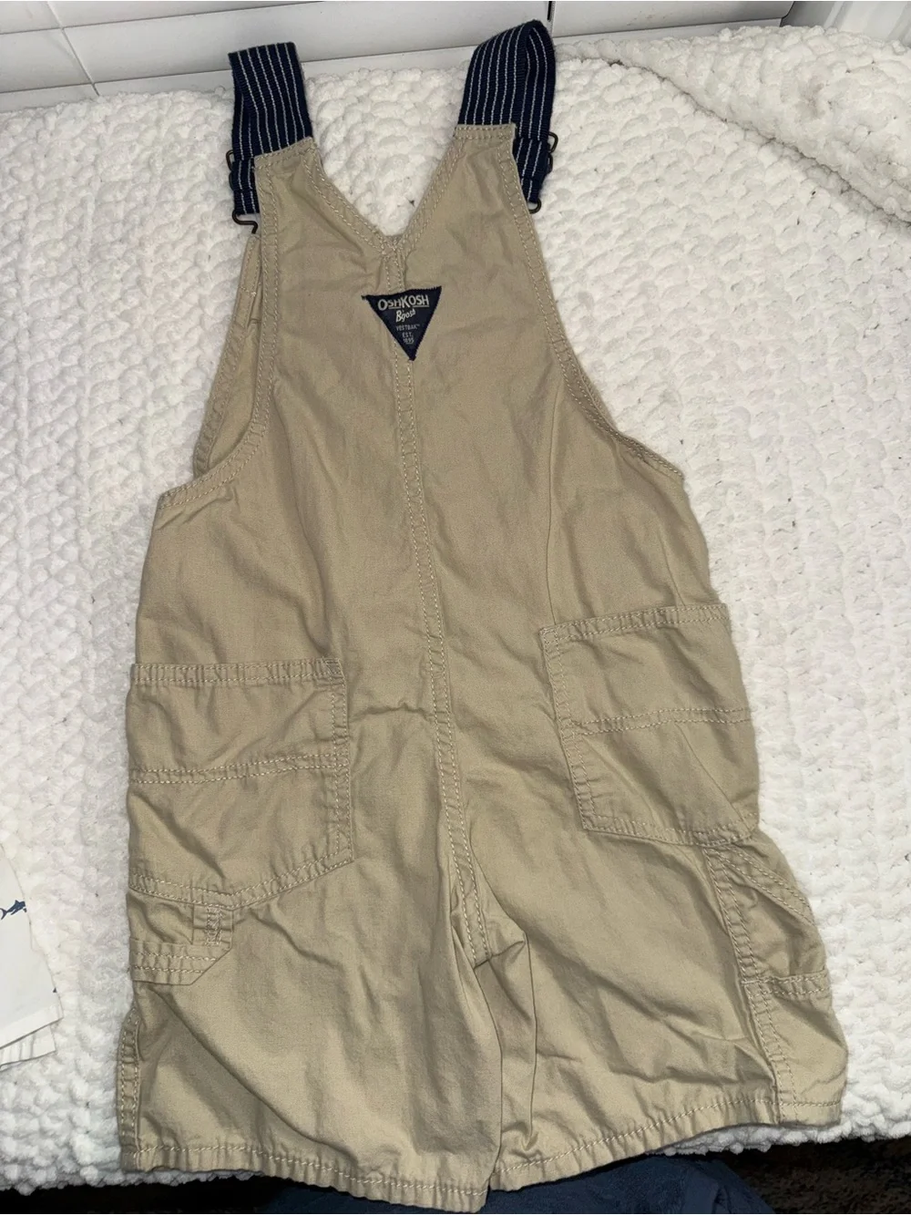 OshKosh Khaki Overalls with White Shark Print Shirt - Boys